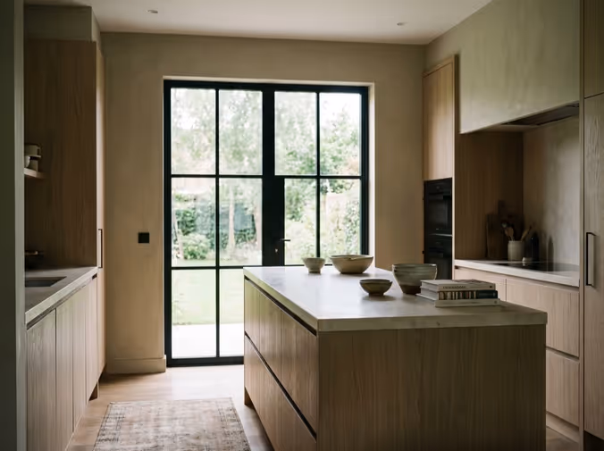 Cuisine sur-mesure en chêne brossé avec îlot central, Embourg